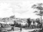 (4/22): Widok Włocławka od strony Wisły<br>Alfons Matuszkiewicz ok. 1853 r.<br>Najbardziej znane ujęcie szerokiej panoramy Włocławka od strony Szpetala będące wzorem do litografii Władysława Walkiewicza i Maksymiliana Fajansa.