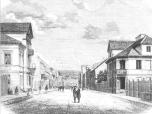 (3/13): Nowa ulica we Włocławku<br>rys. Adolf Kozarski, ryt. Bronisław Puc, 1868 r. <br>Widok perspektywiczny ul. Szerokiej (3-go Maja) z wysokości ul. Piekarskiej. W tle widoczny ratusz miejski na Starym Rynku.